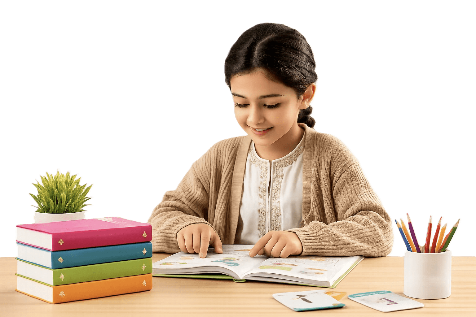 بنت تقرأ كتابا